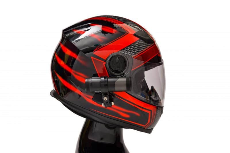 XV-1 2K QHD Helmet Camera - Red and black motorbike helmet
